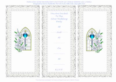 Triple Fold Silver Wedding Anniversary Party Invitation Card
