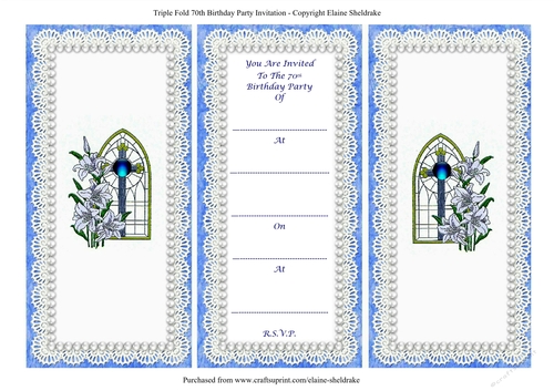 Triple Fold 70th Birthday Invitation