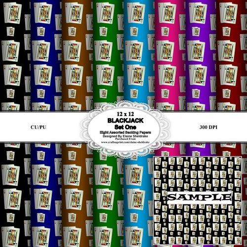 Blackjack - Winning Hand - Set One - 12 x 12 Backing Papers  for Cards, Scrap and Paper Crafts