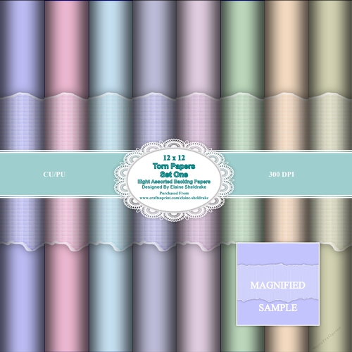 Torn Papers Set One - 12 x 12 Backing Papers for Cardmaking, Scrapbooking & Paper Crafts