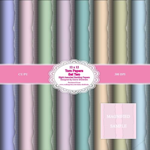 Torn Papers Set Two - 12 x 12 Backing Papers for Cardmaking, Scrapbooking & Paper Crafts