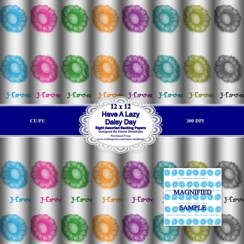Have A Lazy Daisy Day - 12 x 12 Backing Papers for Cardmaking , Scrapbooking & Paper Crafts 
