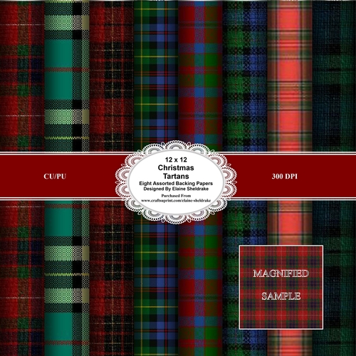 Christmas Tartans 12 x 12 Backing Paper Sheets For Card Making, Scrapbooking & Paper Crafts