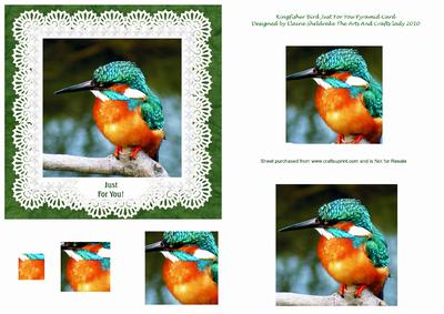 Kingfisher Bird Just for You Quick Square Pyramid Card