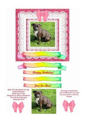 Bella Staffordshire Dog Happy Birthday! Quick Pyramid Card