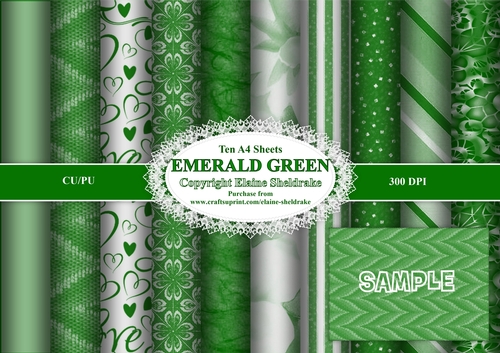 Emerald Green - Ten A4 Backing Papers For Cardmaking, Scrapbooking & Paper Crafts