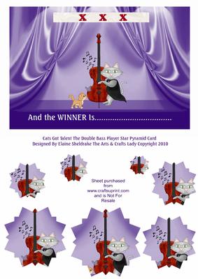 Cats Got Talent the Double Bass Player Star Pyramid Card