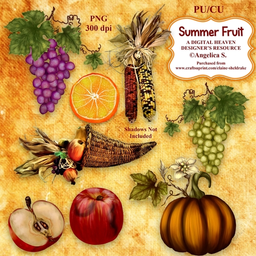 Summer Fruit Designer Resource CU4CU PU 300 dpi For Card Making, Scrap & Paper Crafts