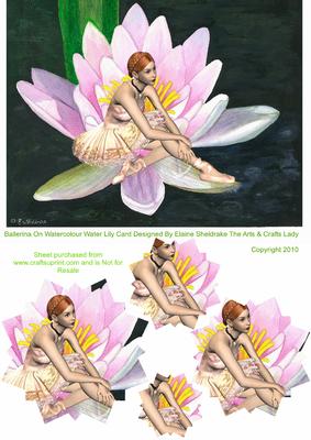 Ballerina Sitting in a Watercolour Water Lily