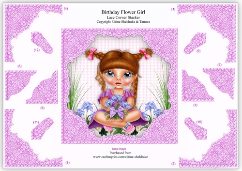 Birthday Flower Girl Step By Step Lace Corner Stacker Card Topper