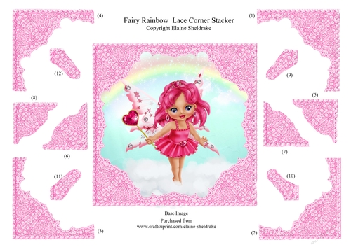Fairy Rainbow Step By Step Decoupage Lace Corner Stacker Card Topper