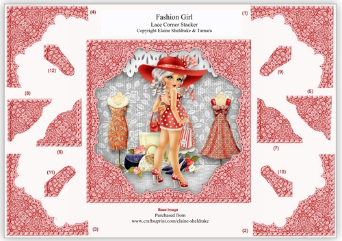 Fashion Girl, Lace Corner Stacker Card Topper