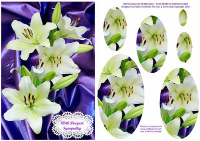 White Lilies on Purple Silk - with Deepest Sympathy Card