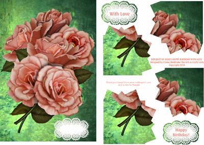 Bouquet of Roses Happy Birthday with Love Corner Stacker