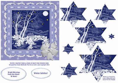 Winter Solstice Moon & Stars Scene Star Stacker Card