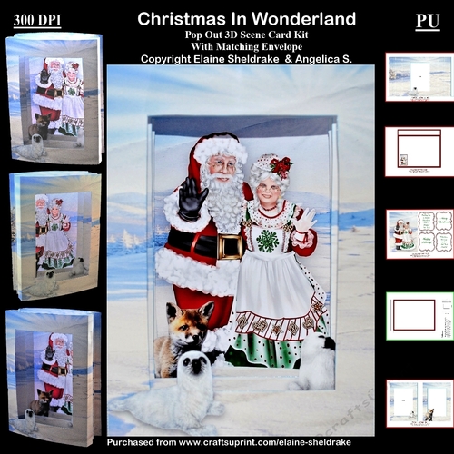 Christmas In Wonderland 3D Pop Out Concertina Scenic Box Card Kit & Matching Envelope