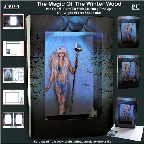The Magic Of Yule In The Winter Solstice Wood 3D Pop Out Concertina Box Card Kit With Matching Envelope