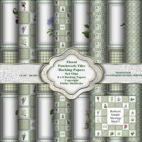 Floral Quilted Patchwork Tiles 8 x 8 Backing Papers For Cards, Scrapbooks & Paper Crafts