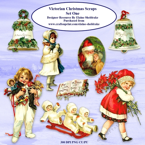 Victorian Children Christmas Scraps Set One For Cardmaking, Scrapbooking & Paper Crafts
