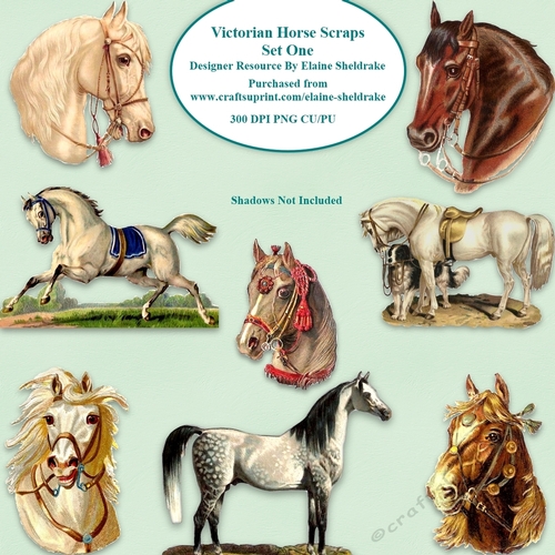 Victorian Horse Scraps Set One For Card Making Scrapbooking & Paper Crafts CU/PU PNG