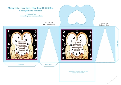 Messy Cats Love Cats Blue Cats Treats Or Gift Box For Friend