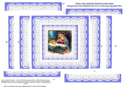 Nativity Scene Square Spiral Edge Stacker Christmas Card