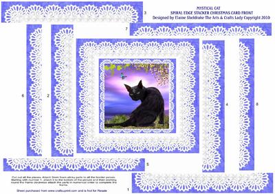 Mystical Cat Square Spiral Edge Stacker Card Front