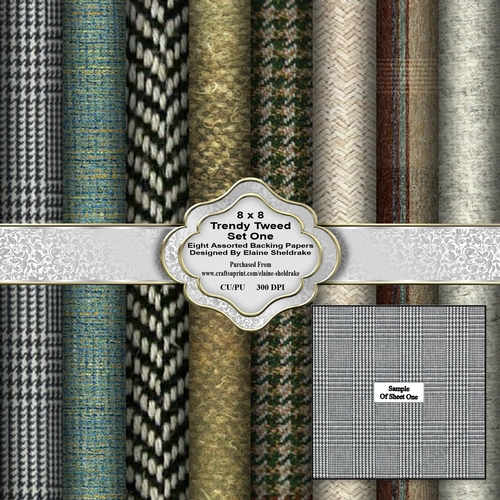 Trendy Tweed Set One 8 x 8 Backing Papers 