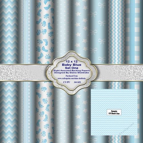 12 x 12 Baby Blue Set One Backing Papers