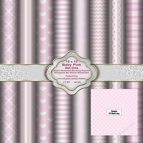 12 x 12 Baby Pink Set One Backing Papers