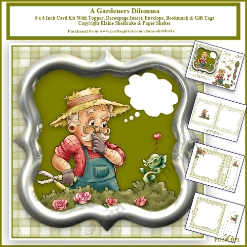 Gardeners Gardening Dilemma, 6 x 6 Card Kit With Insert, Envelope & Tags
