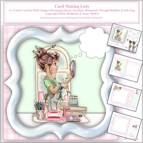 Card Making Lady 6 x 6  Card Kit With Insert, Envelope, Thought Bubbles etc. 