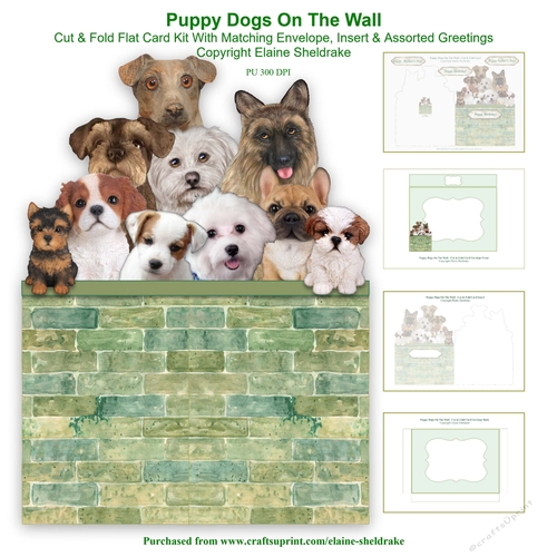 Puppy Dogs On The Wall - Cut & Fold 7 x 5 Card Kit