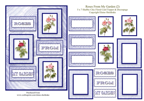 Roses From My Garden (2)  5 x 7 Stacking Card Topper With Decoupage