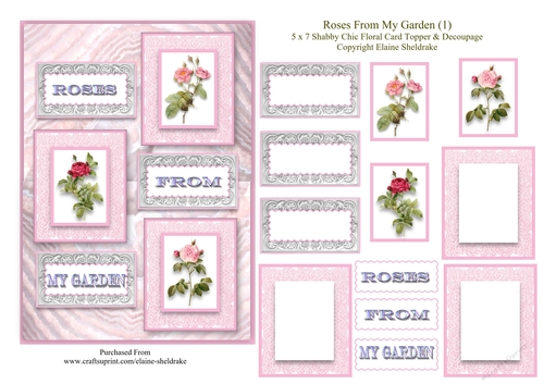 Roses From My Garden (1)  5 x 7 Stacking Card Topper With Decoupage