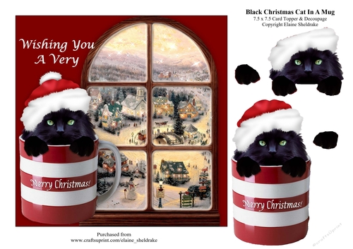 Black Christmas Cat In A Mug