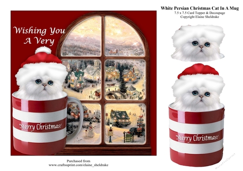 White Persian Christmas Kitten Cat In A Mug