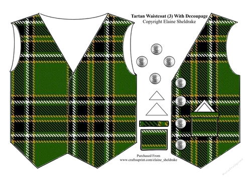 Tartan Waistcoat Or Vest (3) With Decoupage