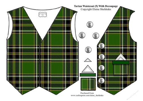 Tartan Waistcoat Or Vest (5) With Decoupage