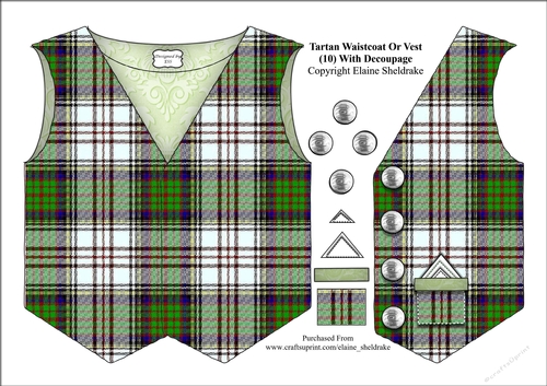 Tartan Waistcoat Or Vest (10) With Decoupage