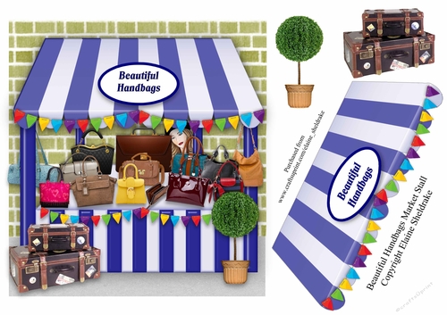 Beautiful Handbags Market Stall Card Topper With Decoupage