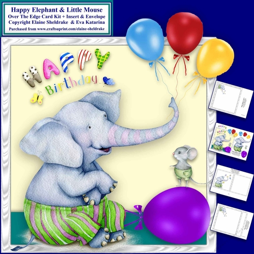 8 x 8 Happy Elephant & Little Mouse 8 x 8 Over The Edge Card Kit