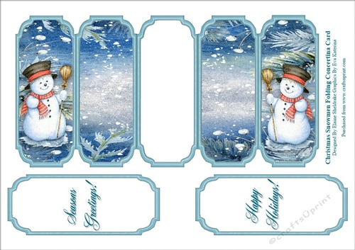 Christmas Snowmen - Slim Five Fold Concertina Card