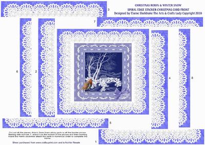 Christmas Robin & Winter Snow Spiral Edge Stacker Card