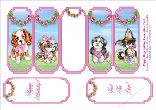 Puppy Dogs - Slim Five Fold Concertina Card