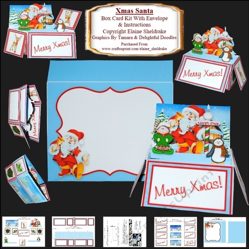Xmas Santa Box Card Kit With Envelope & Instructions