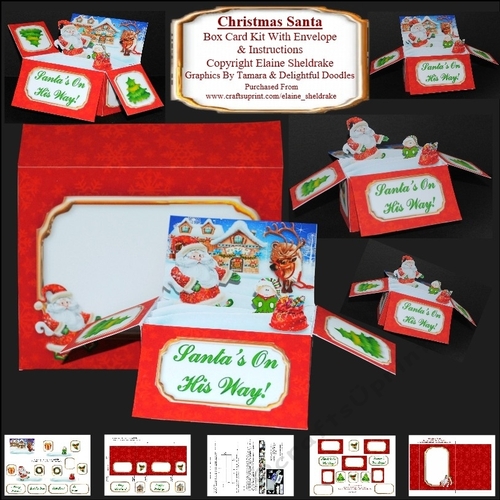 Christmas Santa Box Card Kit With Envelope & Instructions