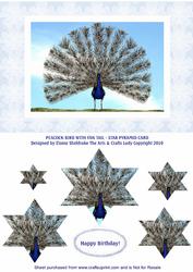 Peacock Bird with Fan Tail - Star Pyramid Card