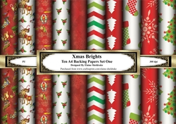 Bright Xmas - Ten A4 Backing Papers - Set One