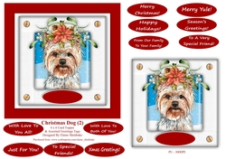 Christmas Puppy Dog (2) 6 x 6 Card Topper With Masses Of Greetings Tags